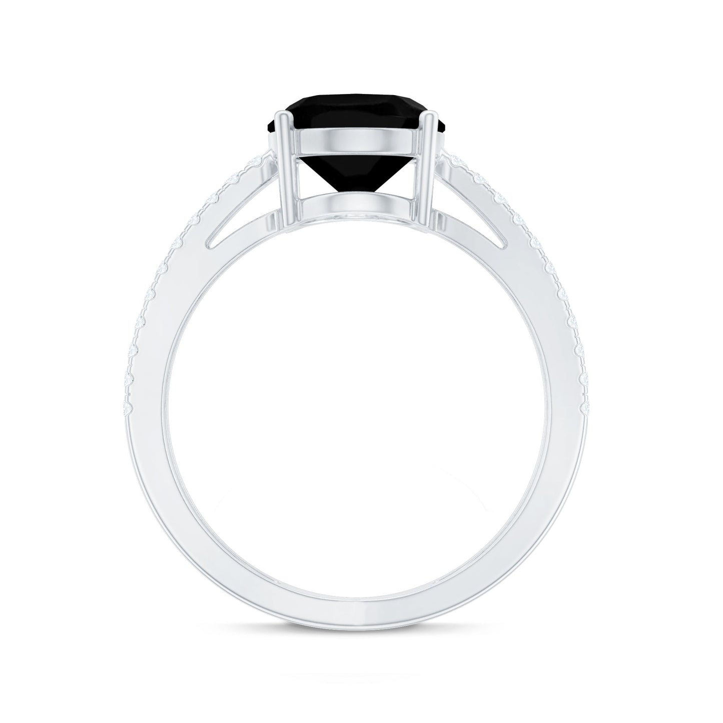4.2 Carat Lab Grown Black Diamond Statement Engagement Ring with White Diamond