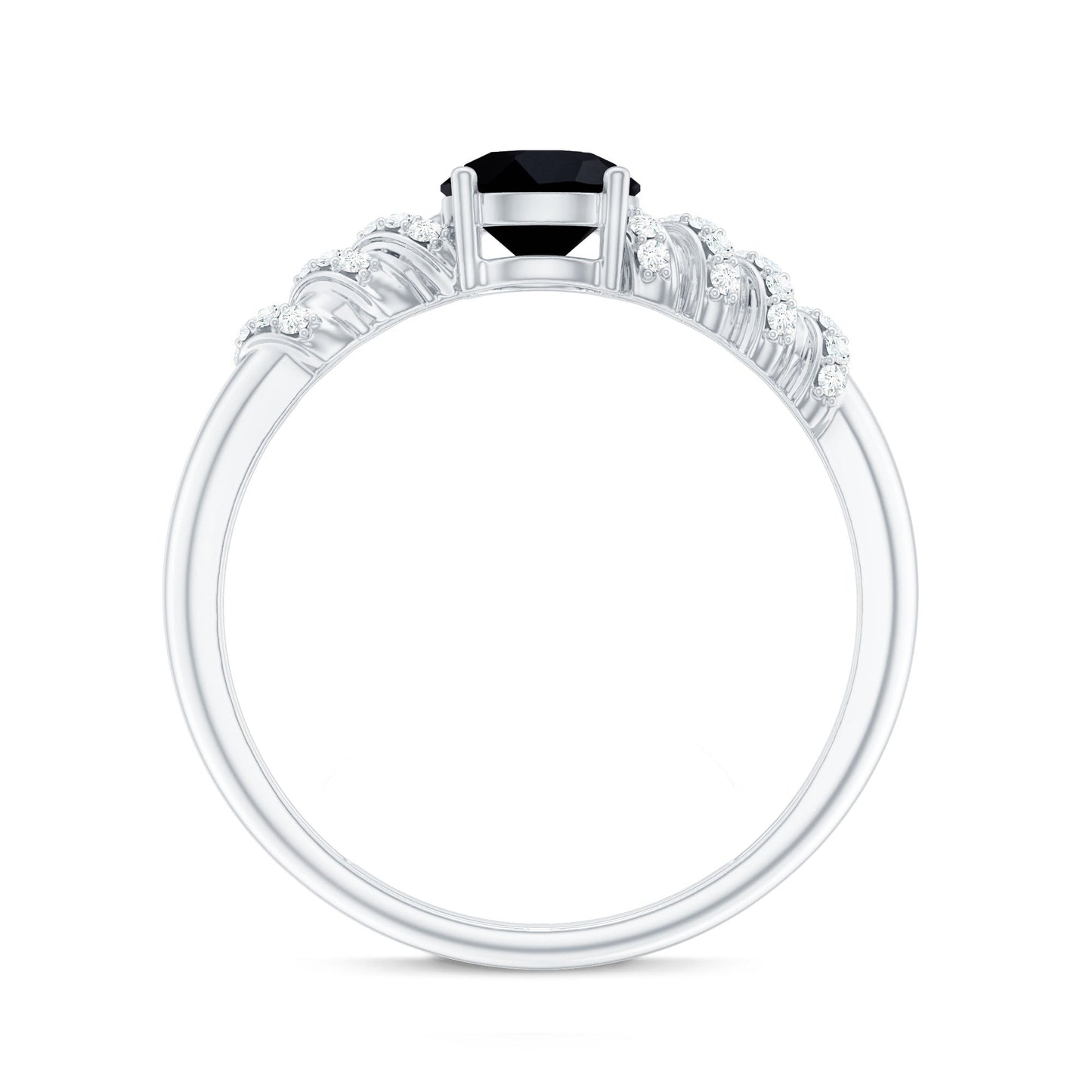 Lab Grown Black Diamond Solitaire Promise Ring With Diamond