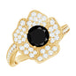 1.3 Carat Lab Grown Black Diamond Flower Engagement Ring with White Diamond