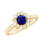 Certified 0.6 Carat Lab Grown Blue Sapphire Flower Engagement Ring with Diamond