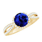 Certified 2.7 Carat Lab Grown Blue Sapphire Engagement Ring with Diamond for Women