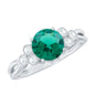Certified Lab Grown Emerald Trio Engagement Ring with Diamond