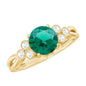Certified Lab Grown Emerald Trio Engagement Ring with Diamond