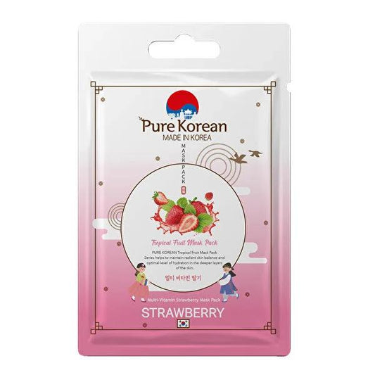 Pure Korean Multivitamin Strawberry Face Mask - Hydrating, Nourishing Skincare with Natural Ingredients