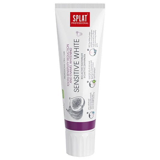 Splat Professional Sensitive White Toothpaste for Sensitive Teeth - Natural Whitening, Strengthens Enamel, SLES Free - 3.38 fl oz