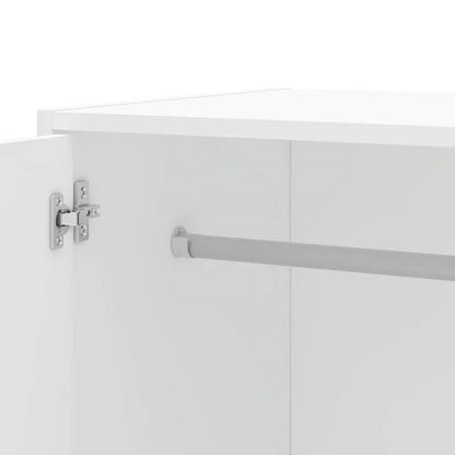 Modern White 2-Door Wardrobe Armoire Cabinet with Clothes Hanging Rod
