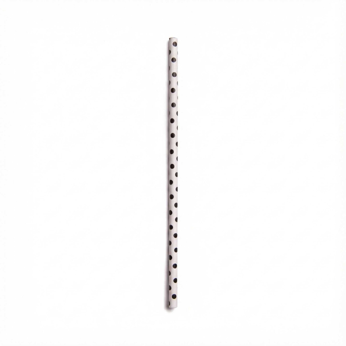 Bev Tek Black and White Paper Straw - Polka Dots, Biodegradable, 6mm - 7 3/4" - 100 count box