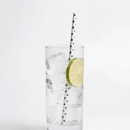 Bev Tek Black and White Paper Straw - Polka Dots, Biodegradable, 6mm - 7 3/4" - 100 count box