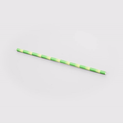 Bev Tek Green Paper Straw - Bamboo Stalks, Biodegradable, 6mm - 7 3/4" - 100 count box