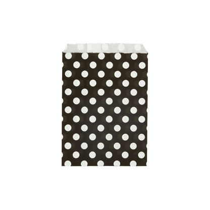 Bag Tek Rectangle Black Paper Bag - Polka Dots - 7" x 5" - 100 count box