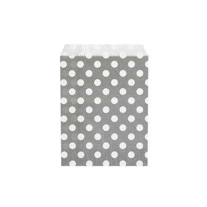 Bag Tek Rectangle Gray Paper Bag - Polka Dots - 7" x 5" - 100 count box