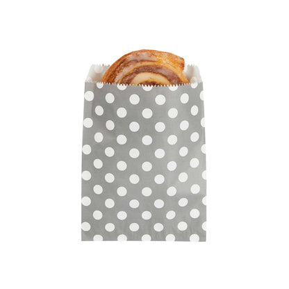 Bag Tek Rectangle Gray Paper Bag - Polka Dots - 7" x 5" - 100 count box