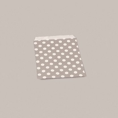 Bag Tek Rectangle Gray Paper Bag - Polka Dots - 7" x 5" - 100 count box