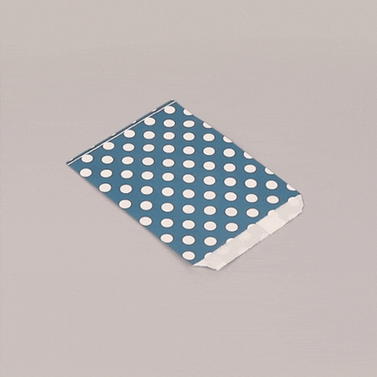 Bag Tek Rectangle Navy Blue Paper Bag - Polka Dots - 7" x 5" - 100 count box