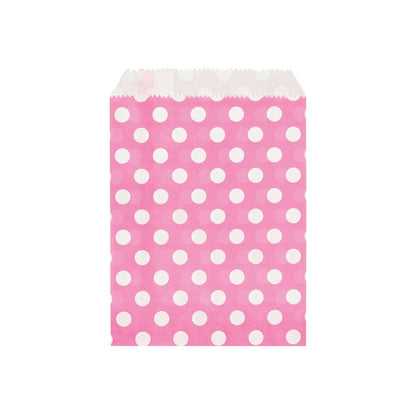 Bag Tek Rectangle Pink Paper Bag - Polka Dots - 7" x 5" - 100 count box