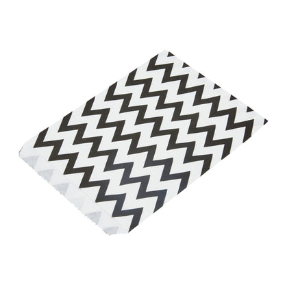 Bag Tek Rectangle Black Paper Bag - Zig Zags - 7" x 5" - 100 count box