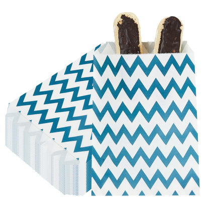 Bag Tek Rectangle Navy Blue Paper Bag - Zig Zags - 7" x 5" - 100 count box