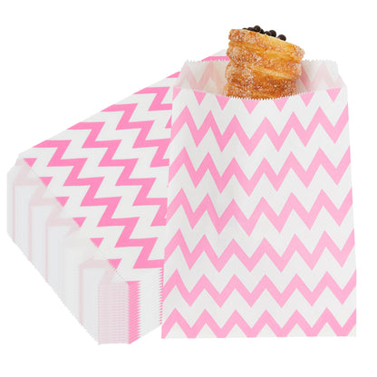 Bag Tek Rectangle Pink Paper Bag - Zig Zags - 7" x 5" - 100 count box