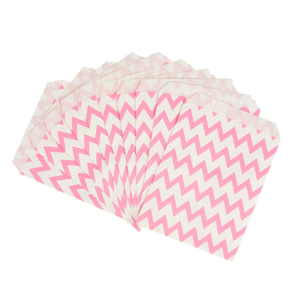 Bag Tek Rectangle Pink Paper Bag - Zig Zags - 7" x 5" - 100 count box