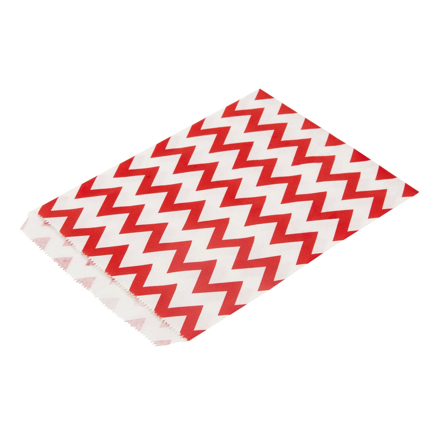 Bag Tek Rectangle Red Paper Bag - Zig Zags - 7" x 5" - 100 count box