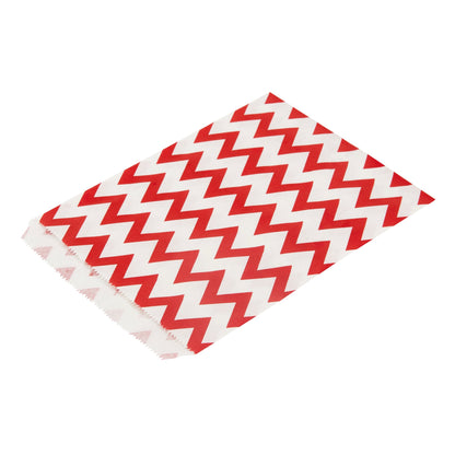 Bag Tek Rectangle Red Paper Bag - Zig Zags - 7" x 5" - 100 count box