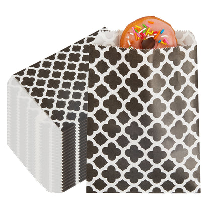 Bag Tek Rectangle Black Paper Bag - Asian Monogram - 7" x 5" - 100 count box