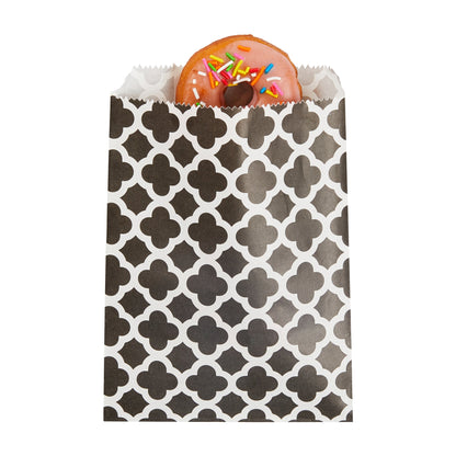 Bag Tek Rectangle Black Paper Bag - Asian Monogram - 7" x 5" - 100 count box