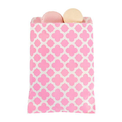 Bag Tek Rectangle Pink Paper Bag - Asian Monogram - 7" x 5" - 100 count box