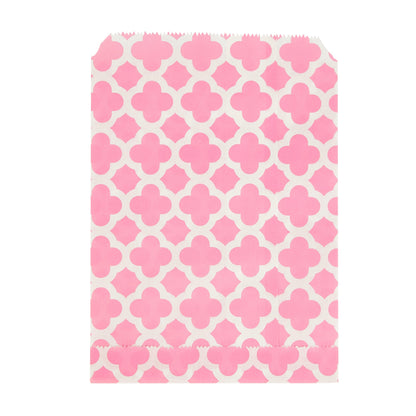 Bag Tek Rectangle Pink Paper Bag - Asian Monogram - 7" x 5" - 100 count box