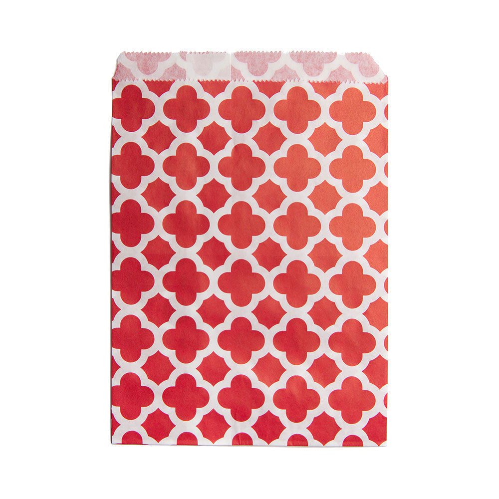 Bag Tek Rectangle Red Paper Bag - Asian Monogram - 7" x 5" - 100 count box