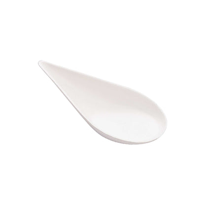 Pulp Tek Teardrop White Sugarcane / Bagasse Tasting Spoon - 4 1/4" x 2" x 1 1/4" - 100 count box