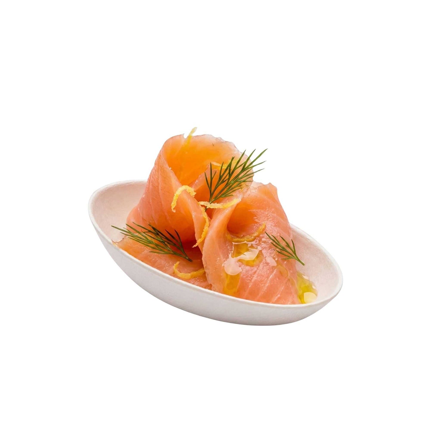Pulp Tek Egg-Shaped White Sugarcane / Bagasse Tasting Dish - 3 1/4" x 2" x 1" - 100 count box