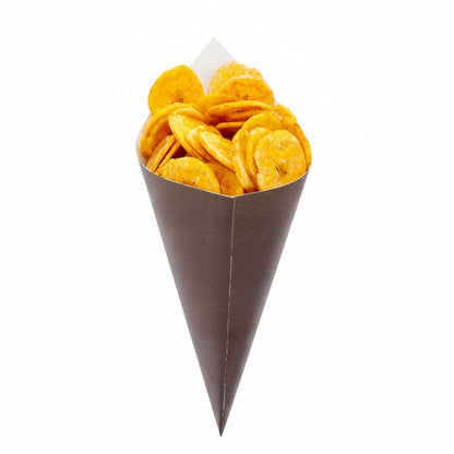 Cone Tek Black Paper Food Cone - 9 1/2" x 4 1/2" - 100 count box