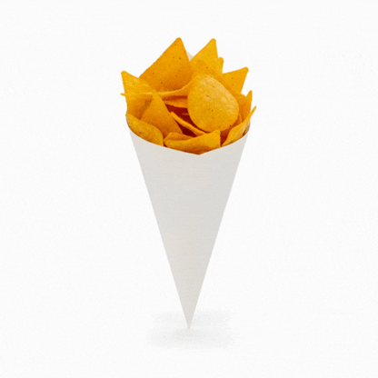 Cone Tek White Paper Food Cone - 9 1/2" x 4 1/2" - 100 count box