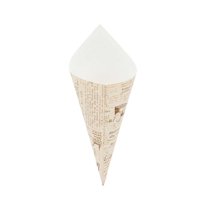 Cone Tek Newsprint Paper Food Cone - 9 1/2" x 4 1/2" - 100 count box