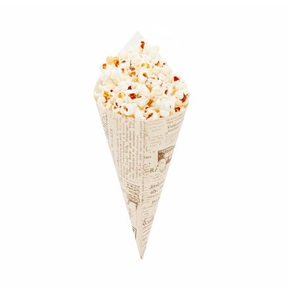 Cone Tek Newsprint Paper Food Cone - 9 1/2" x 4 1/2" - 100 count box