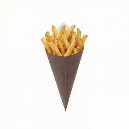 Cone Tek Black Paper Food Cone - 11 1/2" x 5 1/2" - 100 count box