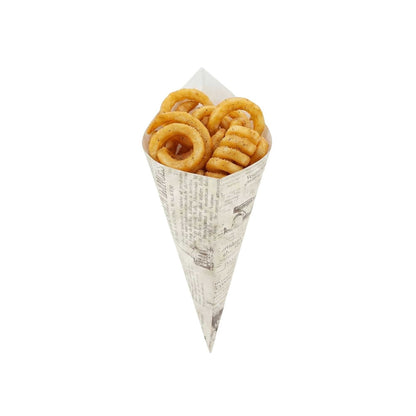 Cone Tek Newsprint Paper Food Cone - 11 1/2" x 5 1/2" - 100 count box