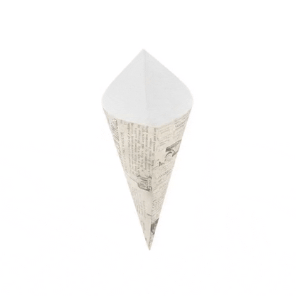 Cone Tek Newsprint Paper Food Cone - 11 1/2" x 5 1/2" - 100 count box