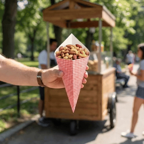 Cone Tek Picnic Print Paper Food Cone - 11 1/2" x 5 1/2" - 100 count box