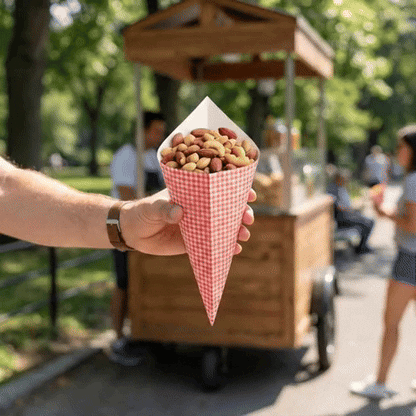 Cone Tek Picnic Print Paper Food Cone - 11 1/2" x 5 1/2" - 100 count box
