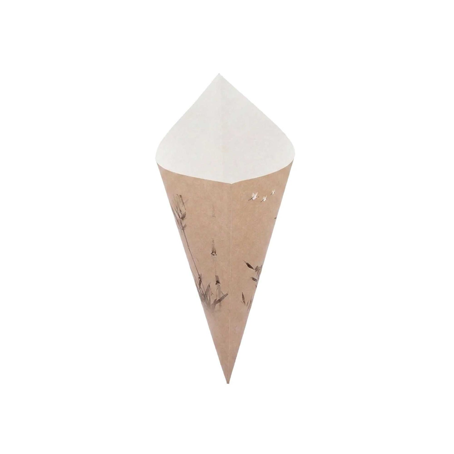 Cone Tek Bamboo Print Paper Food Cone - 11 1/2" x 5 1/2" - 100 count box