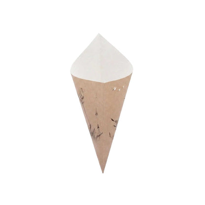 Cone Tek Bamboo Print Paper Food Cone - 11 1/2" x 5 1/2" - 100 count box