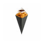 Cone Tek Black Paper Food Cone - with Dipping Pocket - 9 1/2" x 5 1/2" - 100 count box