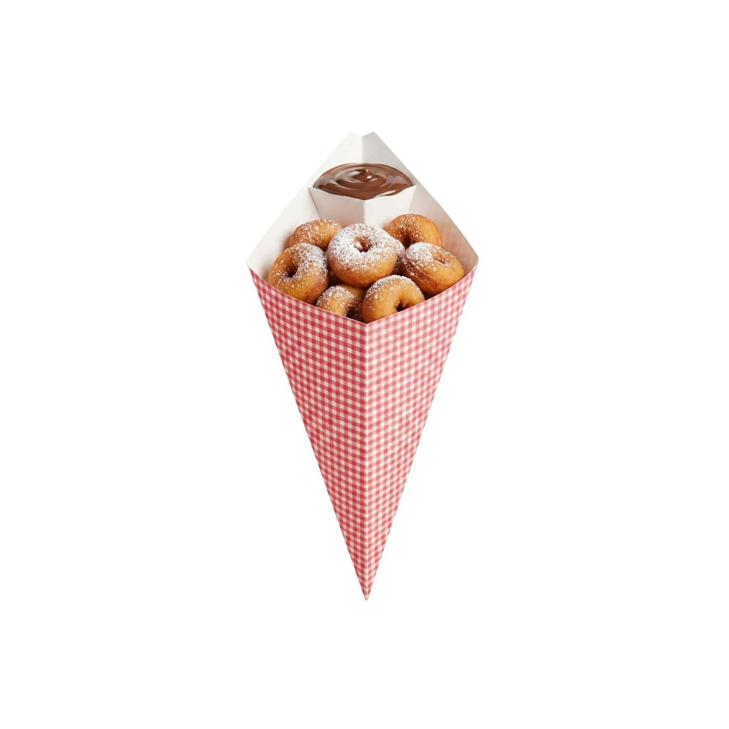 Cone Tek Picnic Print Paper Food Cone - with Dipping Pocket - 9 1/2" x 5 1/2" - 100 count box