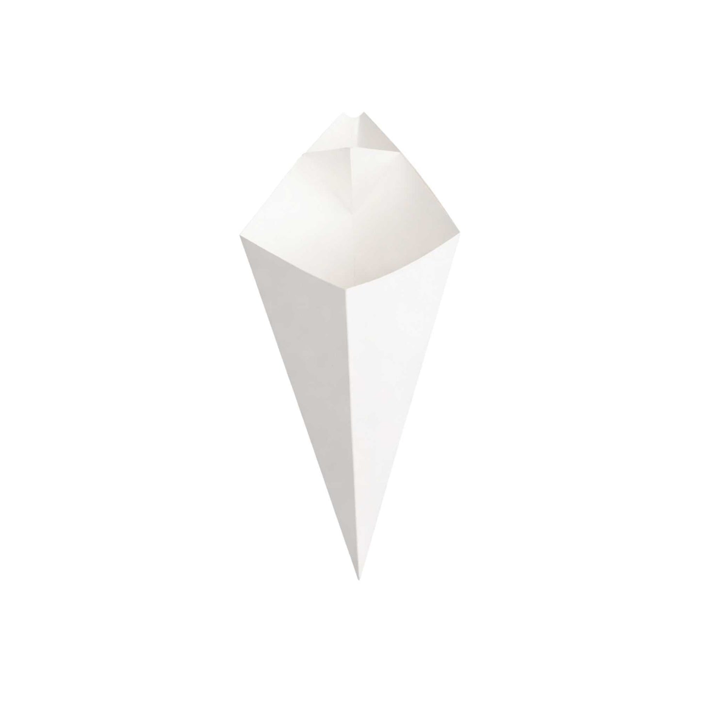 Cone Tek White Paper Food Cone - with Dipping Pocket - 11" x 6 1/2" - 100 count box