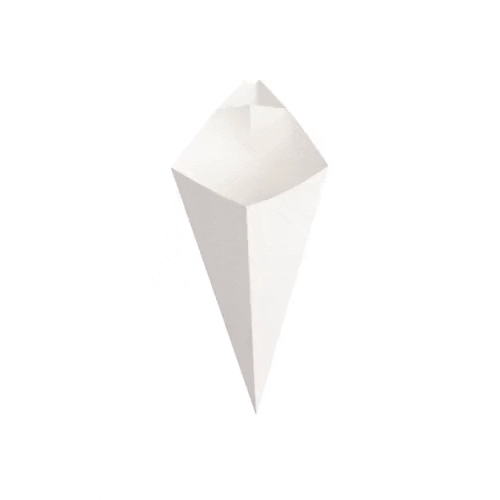 Cone Tek White Paper Food Cone - with Dipping Pocket - 11" x 6 1/2" - 100 count box
