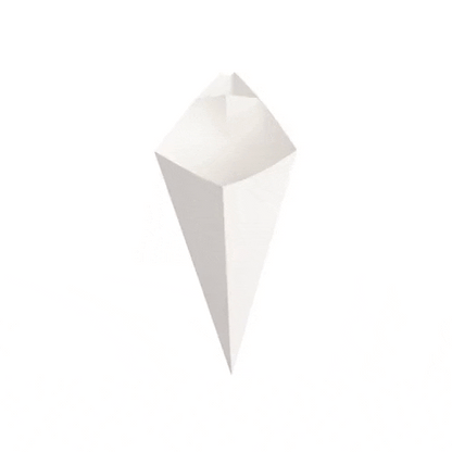 Cone Tek White Paper Food Cone - with Dipping Pocket - 11" x 6 1/2" - 100 count box
