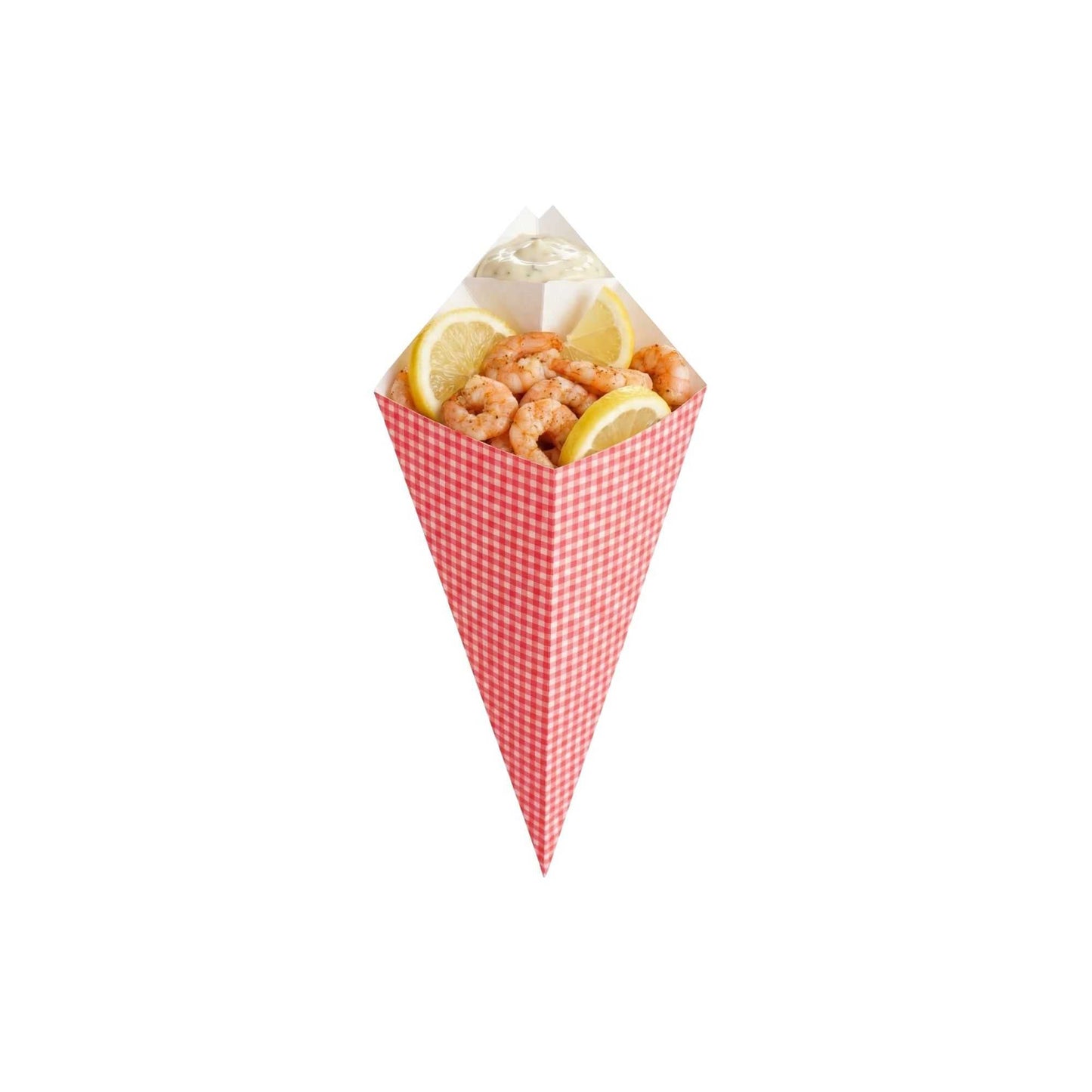 Cone Tek Picnic Print Paper Food Cone - with Dipping Pocket - 11" x 6 1/2" - 100 count box