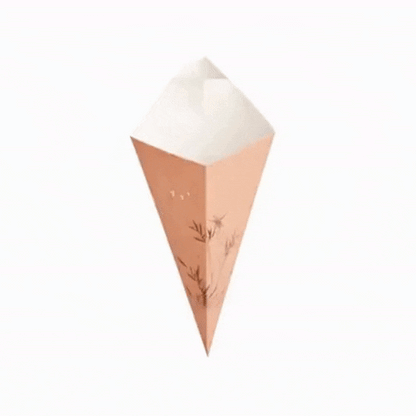 Cone Tek Bamboo Print Paper Food Cone - with Dipping Pocket - 11" x 6 1/2" - 100 count box